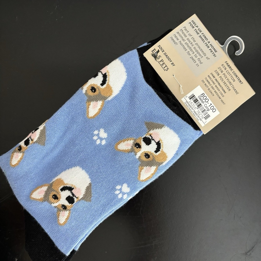 Welsh Corgi Dog Fun Socks‎ Unisex Novelty Soft Cotton Funny Dad Gifts Blue Paws - Picture 3 of 3